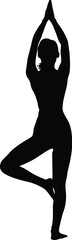 Yoga Silhouettes - Various Poses in Meditation and Balance