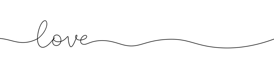 Fototapeta premium Love inscription continuous one line drawing with word. Minimalistic drawing of phrase illustration.