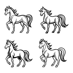 sleek modern horse icon. minimalist dynamic horse vector. elegant monochrome horse design.
