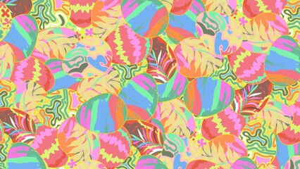 Easter egg pattern with overlapping fabric patterns