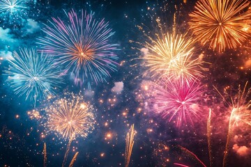 Fototapeta premium Colorful Fireworks Celebration Background17