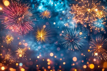 Fototapeta premium Colorful Fireworks Celebration Background19