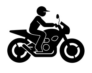 Motorcycle Rider Silhouette Icon – Biker on Sportbike Vector Illustration.
silhouette of a motorcycle.
silhouette of a biker.
