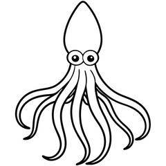 Minimalist Squid Line Art Vector