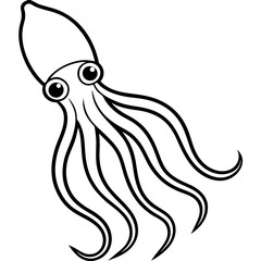 Minimalist Squid Line Art Vector
