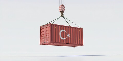 Cargo container with the Turkey flag, international trade, exports and imports, global logistics, and economic strength
