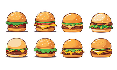 illustration featuring a collection of burger icons