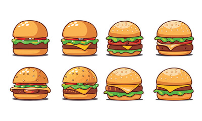 illustration featuring a collection of burger icons