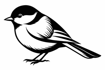 Obraz premium chickadee line art silhouette vector illustration