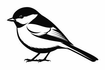 chickadee line art silhouette vector illustration © Pinak