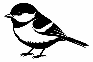 chickadee line art silhouette vector illustration