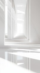 Fototapeta premium Modern white corridor with light reflections