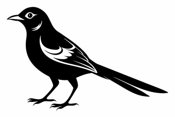 mockingbird line art silhouette vector illustration