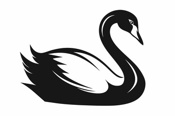 mute swan line art silhouette vector illustration