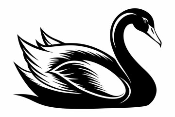 mute swan line art silhouette vector illustration