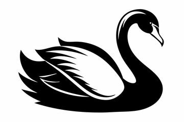 mute swan line art silhouette vector illustration