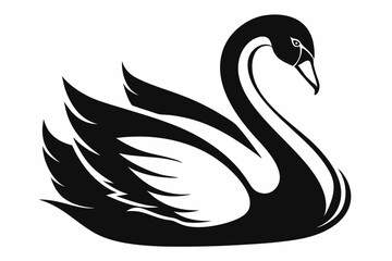 mute swan line art silhouette vector illustration