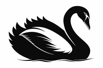 mute swan line art silhouette vector illustration