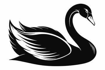 mute swan line art silhouette vector illustration