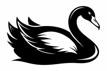 mute swan line art silhouette vector illustration