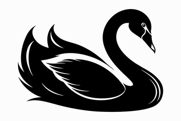mute swan line art silhouette vector illustration