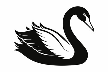 mute swan line art silhouette vector illustration