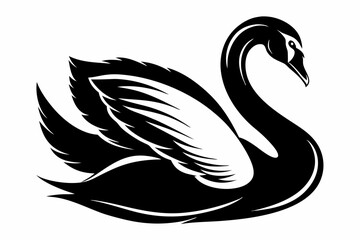 Obraz premium mute swan line art silhouette vector illustration