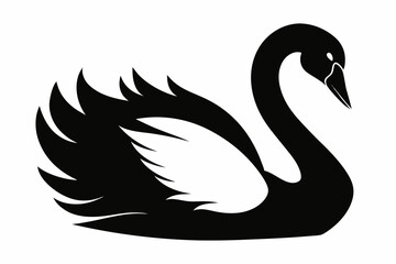 mute swan line art silhouette vector illustration