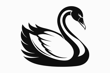 mute swan line art silhouette vector illustration