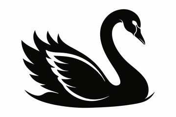 Obraz premium mute swan line art silhouette vector illustration
