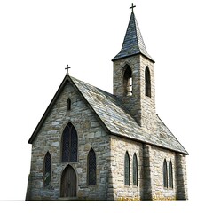 Fototapeta premium Sacred Sanctuary: A majestic stone church stands tall, its architecture embodying centuries of faith and history. Captured with meticulous detail.