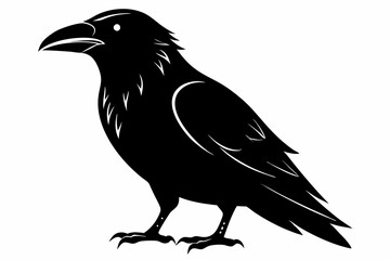 raven line art silhouette vector illustration