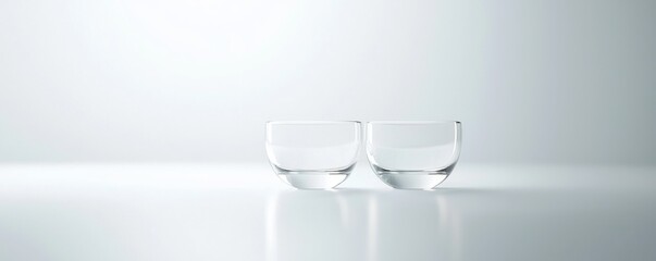 Two elegant glass cups on a minimalist surface.
