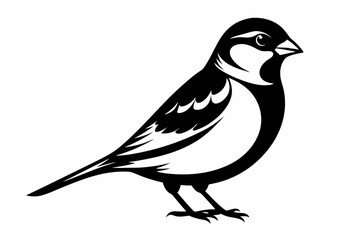 sparrow line art silhouette vector illustration