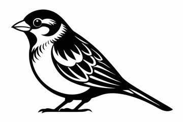 sparrow line art silhouette vector illustration