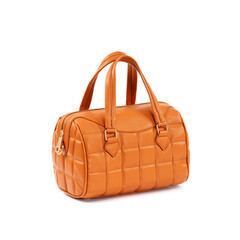 Leather Bag with white background, duffel bag travel case leather holdall valise fashion modern carry handle.
Safety Brown female leather bag isolated on white background.