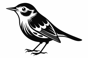 Fototapeta premium warbler bird line art silhouette vector illustration