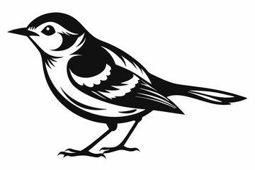 warbler bird line art silhouette vector illustration