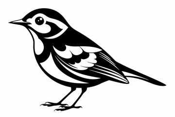 warbler bird line art silhouette vector illustration