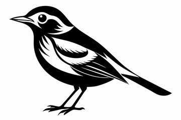 warbler bird line art silhouette vector illustration