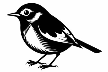 warbler bird line art silhouette vector illustration