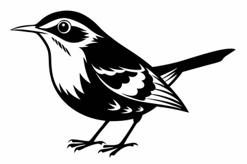 warbler bird line art silhouette vector illustration