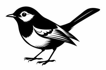 warbler bird line art silhouette vector illustration