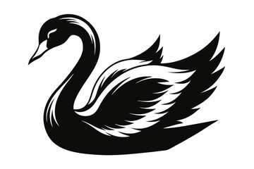 whooper swan line art silhouette vector illustration