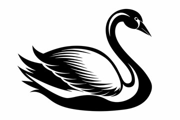whooper swan line art silhouette vector illustration