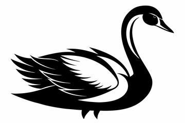 whooper swan line art silhouette vector illustration