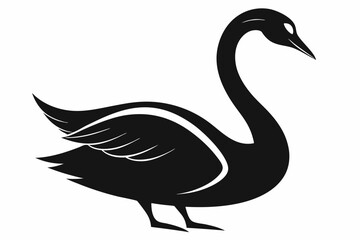 whooper swan line art silhouette vector illustration
