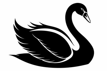 whooper swan line art silhouette vector illustration