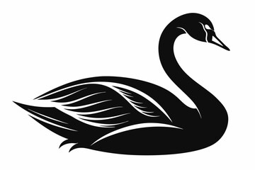 whooper swan line art silhouette vector illustration