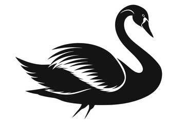 whooper swan line art silhouette vector illustration